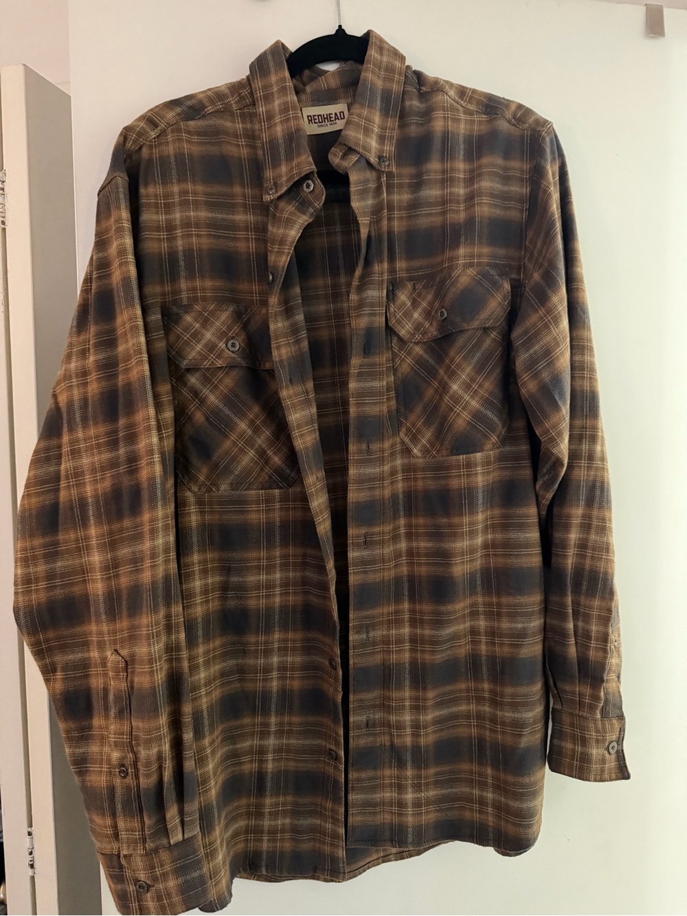 RedHead Men's Brown and Tan Plaid Lightweight Shirt Jacket